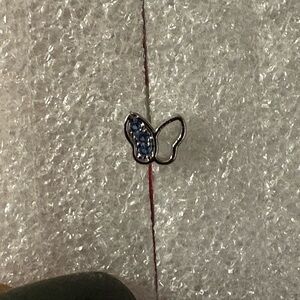 Nose Ring- Blue Sapphire Like  Butterfly Nose Stud Ring 20 G Stainless Steel